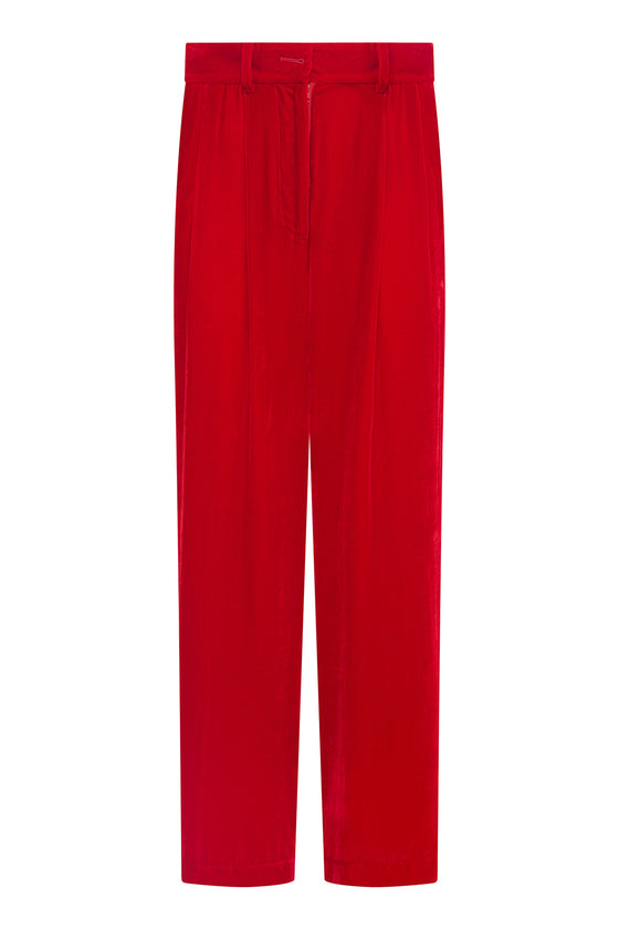 VELVET PANTS - BRIGHT RED