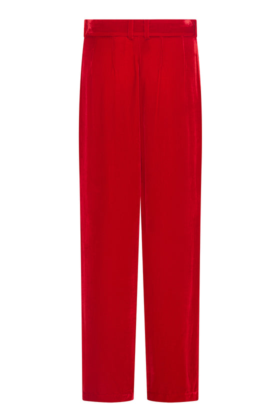 VELVET PANTS - BRIGHT RED