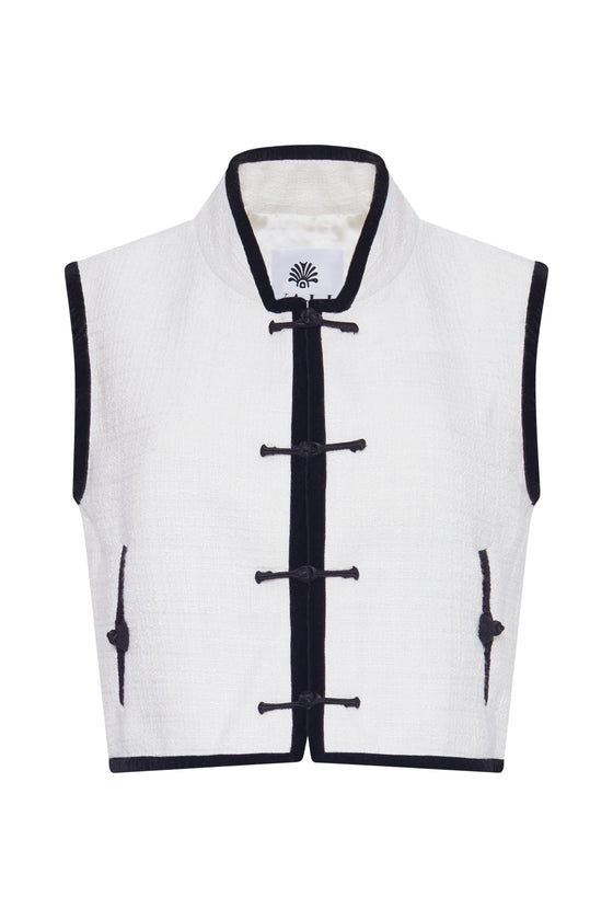 Bouclé VEST - WHITE/BLACK