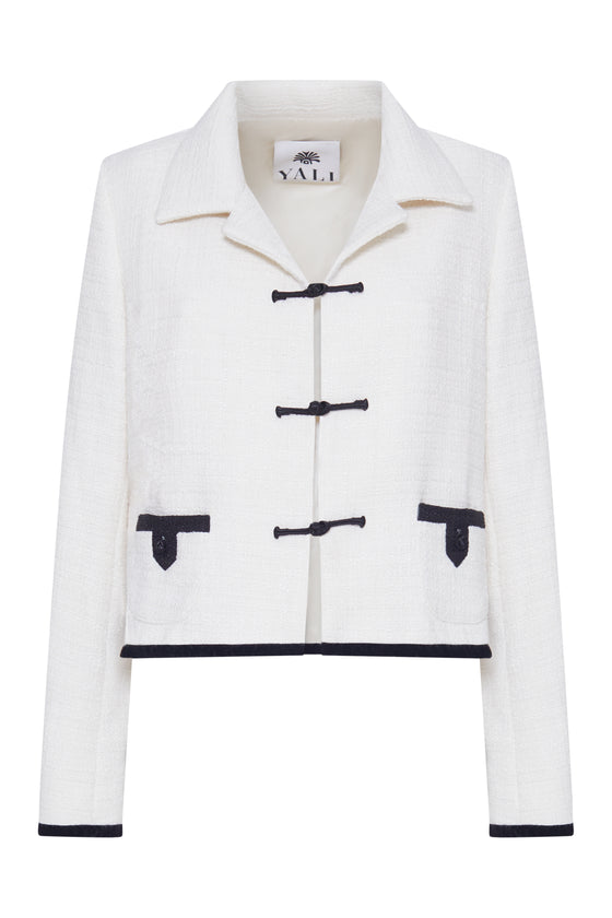 Bouclé CROP JACKET - OFF WHITE